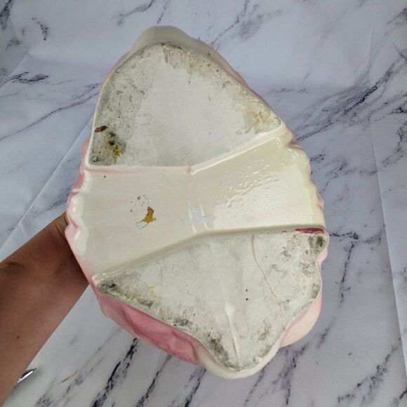 Vintage Swan 12" Ceramic Pottery Planter Decor Pink & Orange Mid-Century Painted - Picture 7 of 7